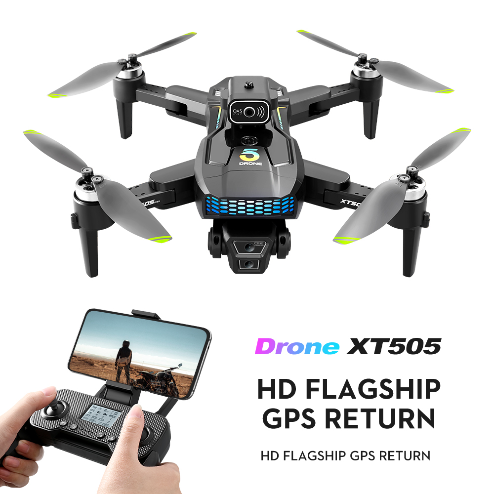 Kids Toys Drone - Радиоуправляемый дрон XT505 с двойной 4K-камерой,
