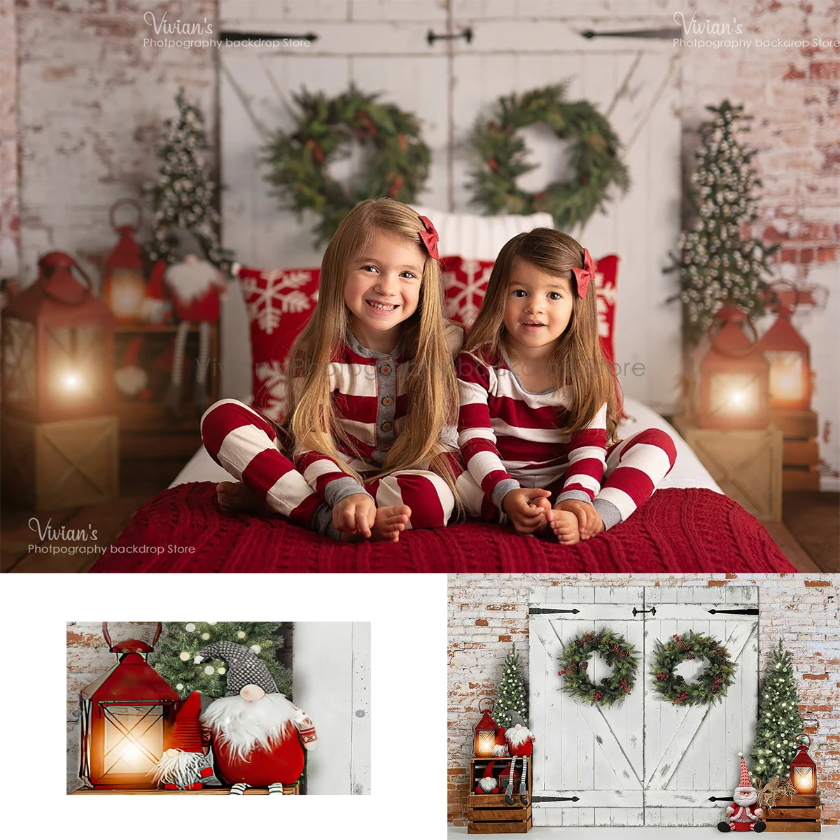 Banner Kids Toys - Рождественский фон для белой деревянной двери,