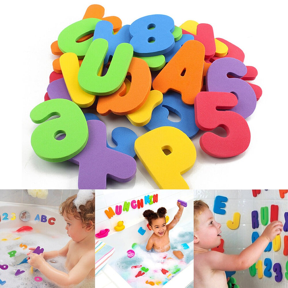 Bath Letter Number Foam - 36 шт., наклейки, игра для плавания,