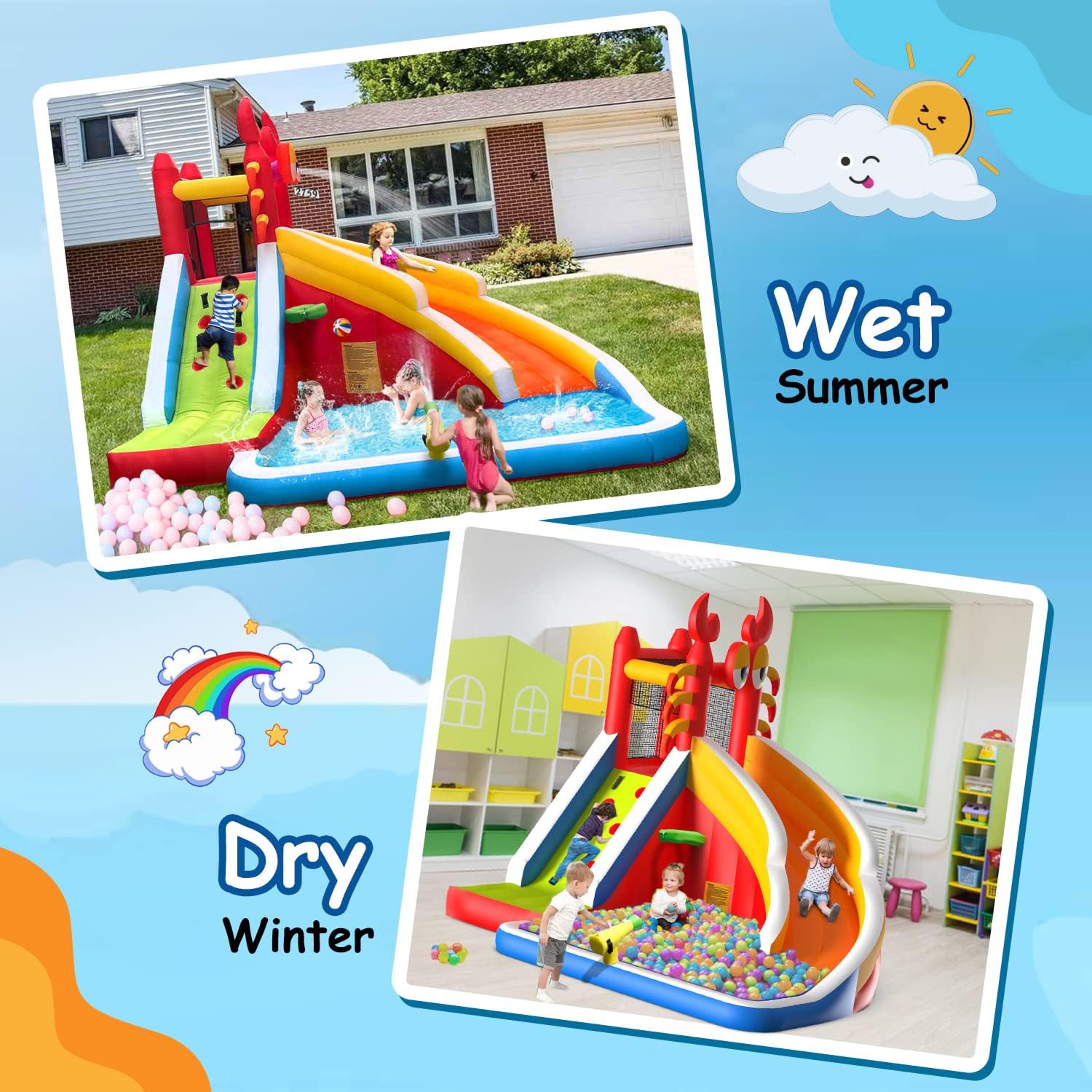 Большой надувной батут с водно – обзор и цена Basketball Hoop Kids Indoor